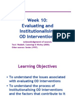 Week 10: Evaluating and Institutionalising OD Interventions: Acknowledgement of Sources