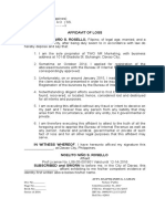 Affidavit of Loss - Noelito Niño S Rosello