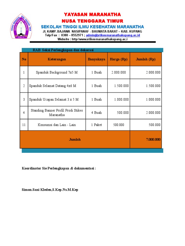 Contoh Rab Kegiatan Seminar