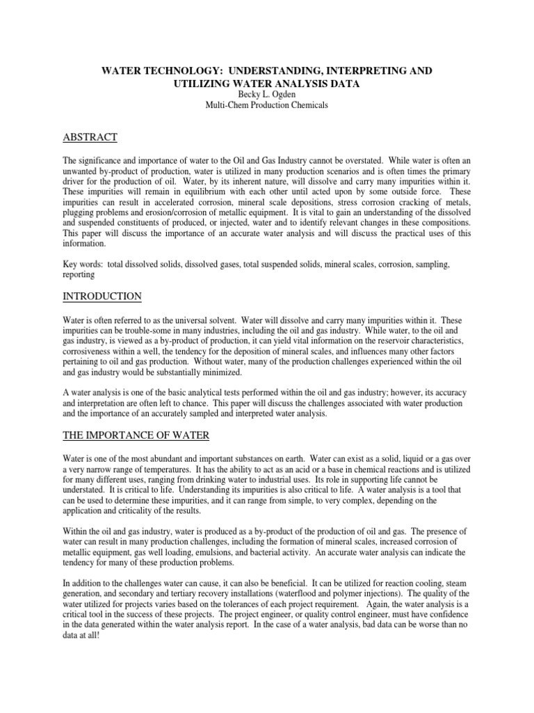 Water Analysis in Oil and Gas Production | PDF | Solubility | Corrosion