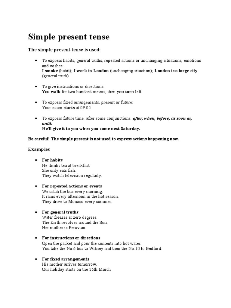 Simple Present Tense Pdf