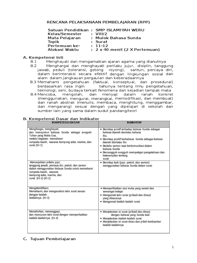 Rpp B Sunda Viii 2 Surat