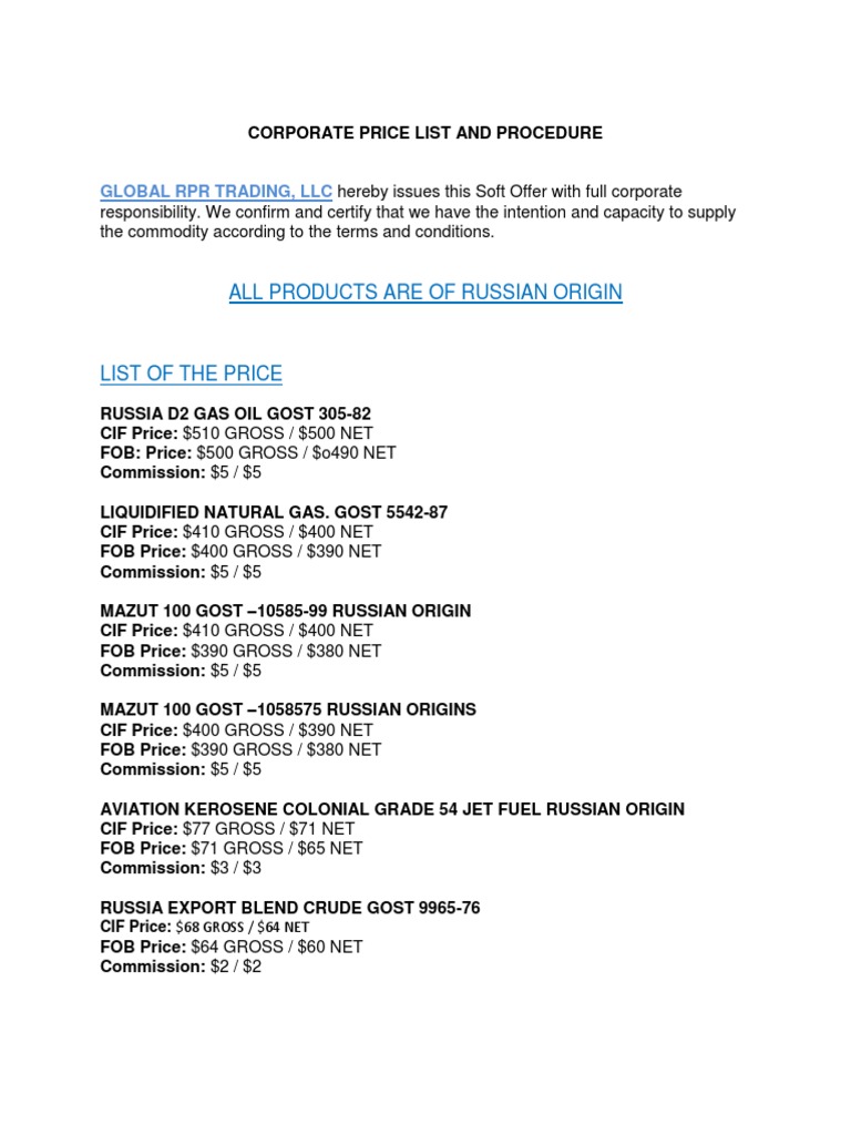 2) Offer Link Petroleum Oil Cruede & Gas | PDF