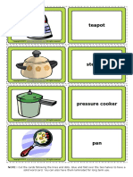 Kitchen Utensils Esl Vocabulary Game Cards For Kids