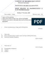 Pharmacology MD Question Papers Manipal 2000