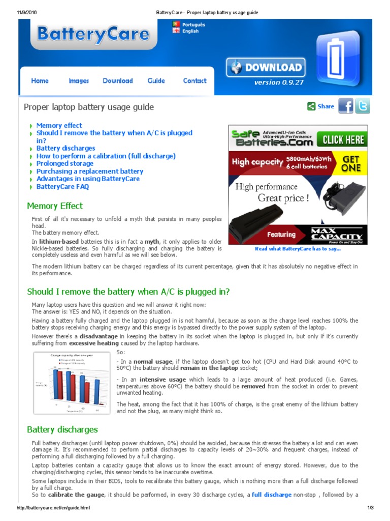 Laptop Battery Care and Calibration Guide | PDF | Battery (Electricity ...
