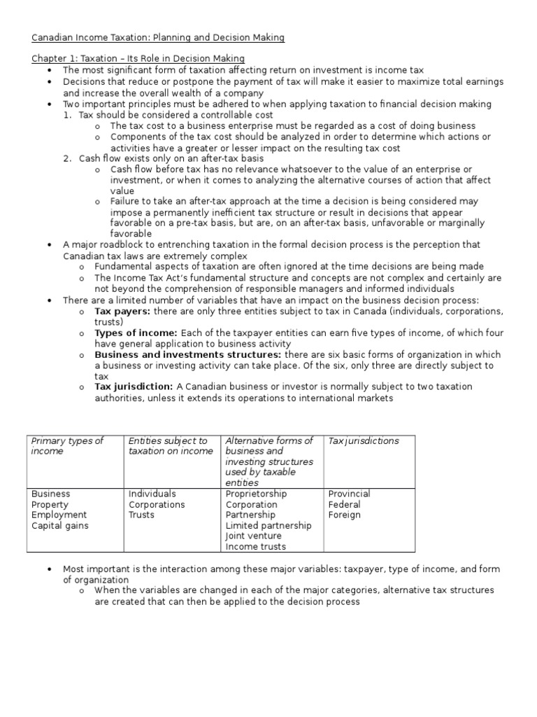 Canadian Taxation PDF Value Added Tax Tax Deduction