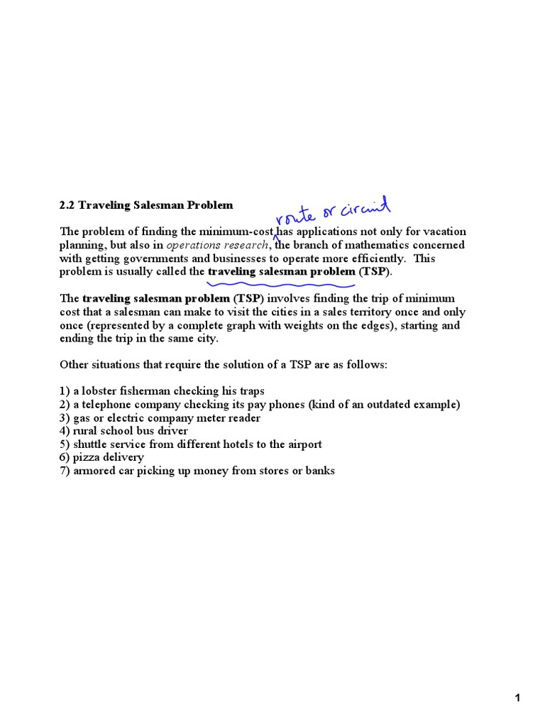 2.2 Traveling Salesman Problem: Operations Research, The Branch of ...