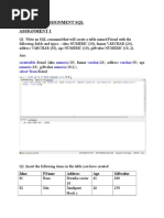 Practical Assignment SQL Assignment 1: Createtable Numeric Varchar Varchar Numeric Numeric Select From