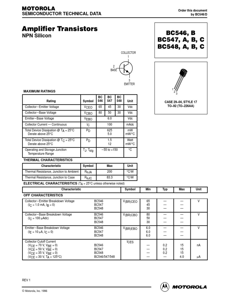 bc548 datasheet.pdf | Transistor | Bipolar Junction Transistor
