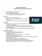 Sports Coach Person Specification