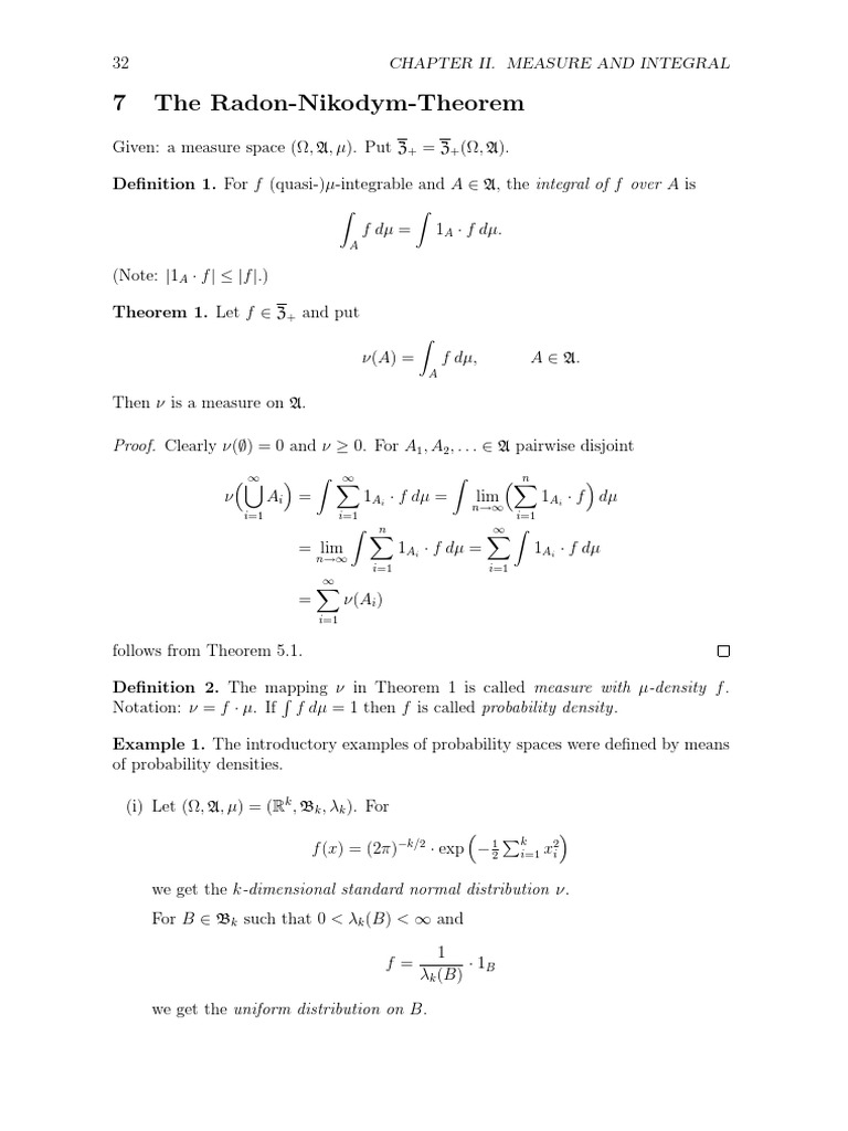 7 The Radon-Nikodym-Theorem | PDF | Measure (Mathematics) | Lebesgue ...