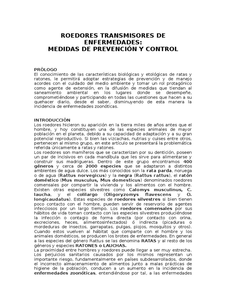 Prevención y Control de Roedores Enfermos | PDF | Rata | Ratón