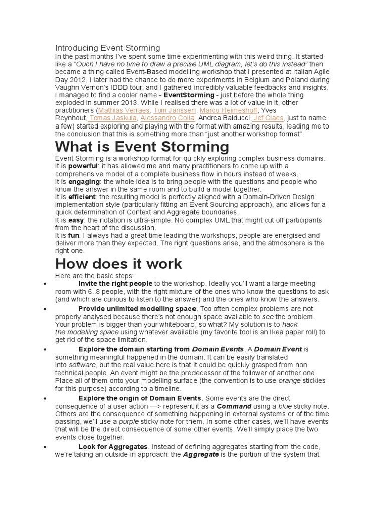 Event Storming Workshop Guide | PDF | Conversation | Expert