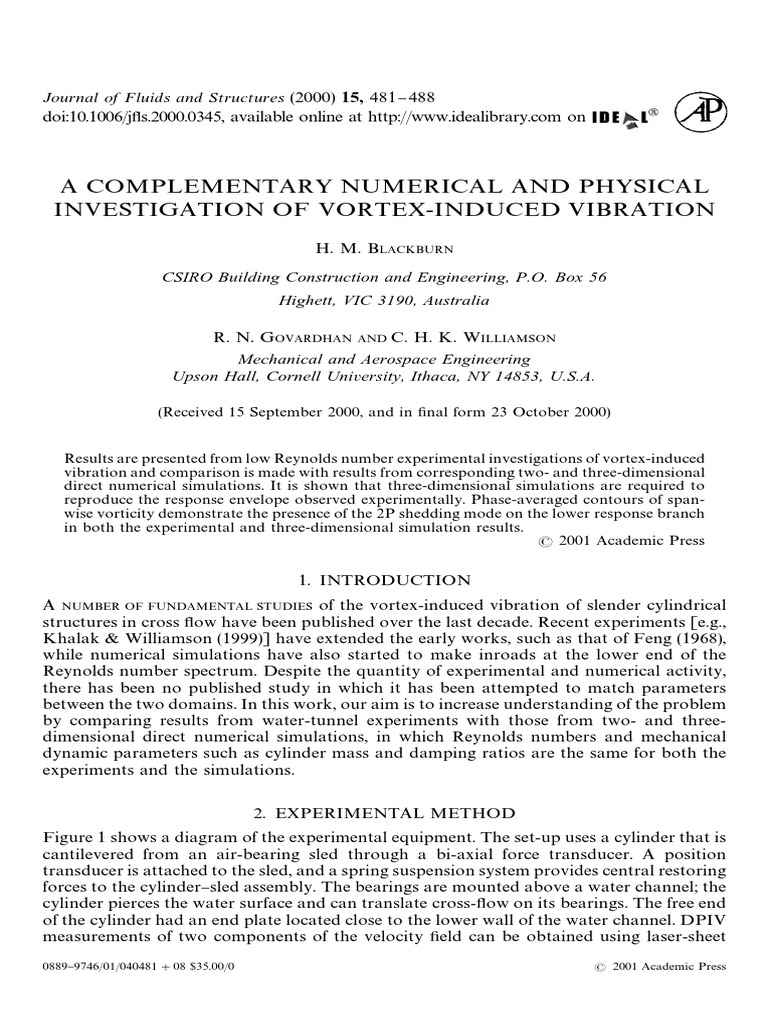 Vortex-Induced Vibration Study | PDF | Reynolds Number | Vortices
