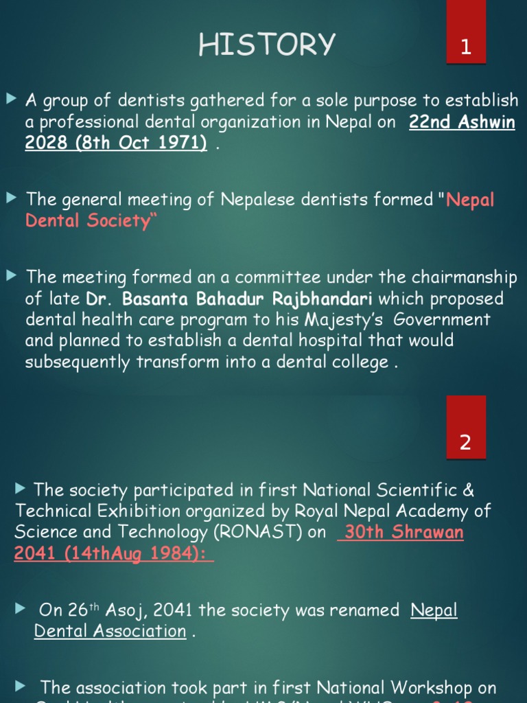 A History of the Nepal Dental Association Establishing Dental
