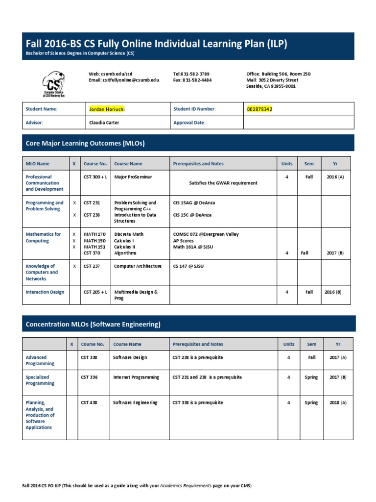 SJSU CS Online Learning Plan 2016 | PDF | Teaching Mathematics ...