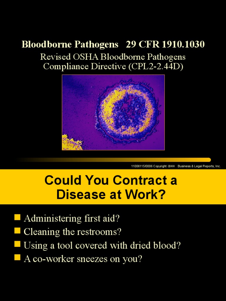 Bloodborne pathogens 29 cfr 1910 1030 revised osha bloodborne
