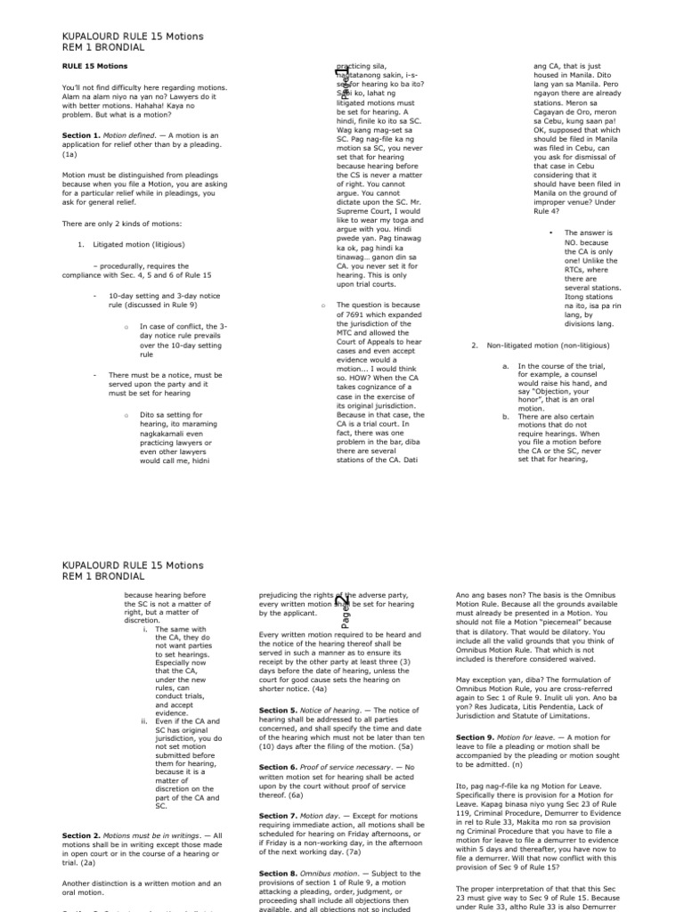 Understanding Rule 15 Motions in Law | PDF | Demurrer | Pleading
