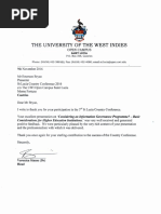 Thank You Letter - Participation in 3rd St Lucia Country Conference