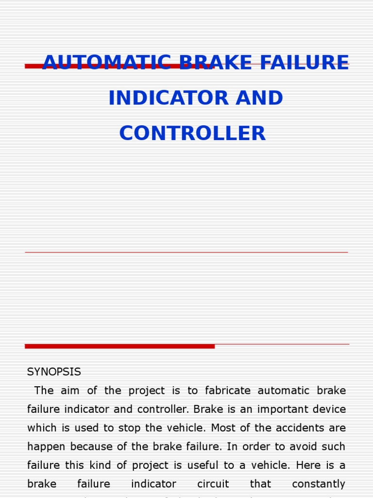 Automatic Brake Failure Indicator and Controller PDF