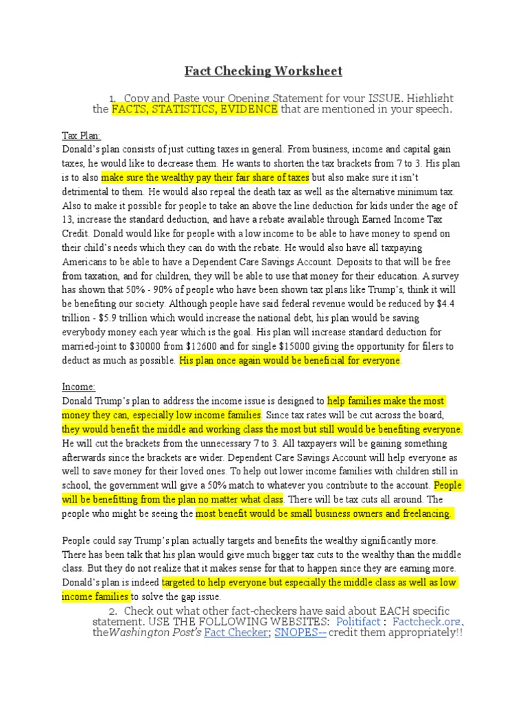 Trump Tax Plan Fact-Checking Guide | PDF | Tax Refund | Taxes