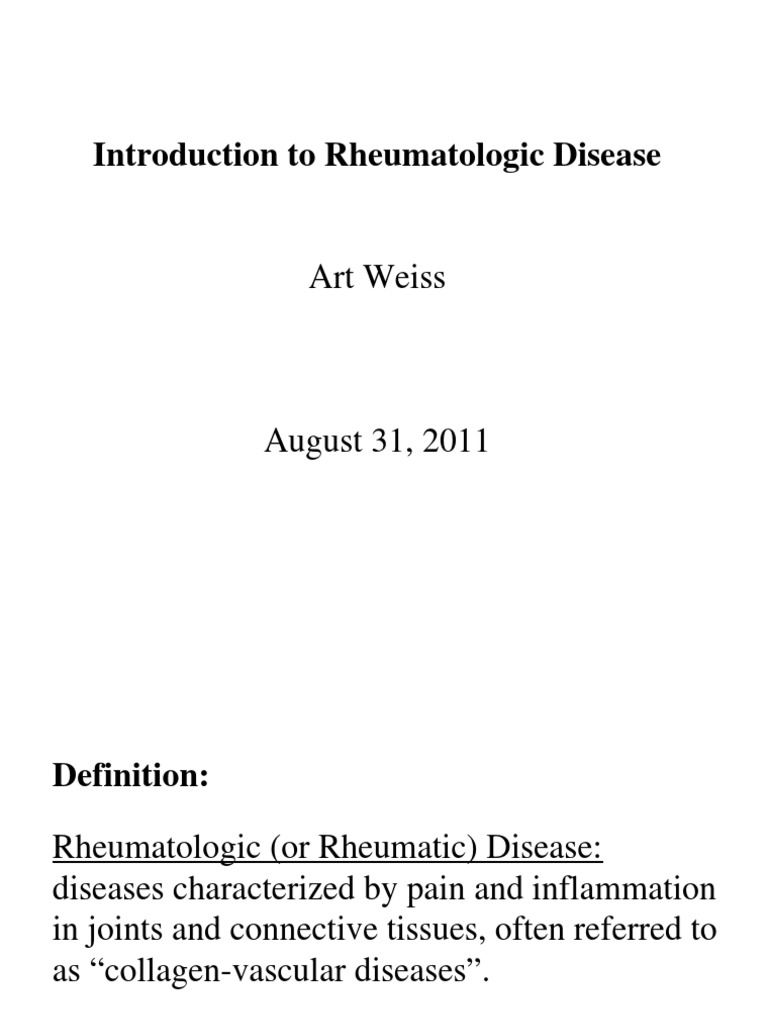 Introduction To Rheumatologic Disease Art Weiss | PDF | Social Science ...