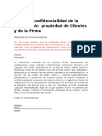 Carta confidencialidad información clientes firma