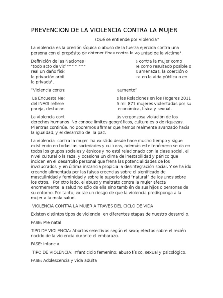 Prevención de Violencia de Género | PDF | La violencia contra las ...