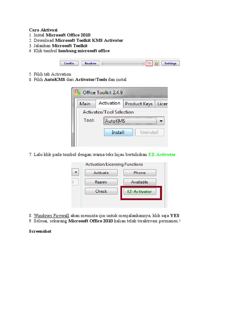 Cara aktivasi office 2010 dengan kms