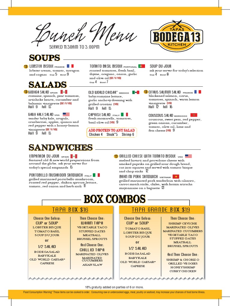 Scottsdale Lunch Menu PDF Salad Cooking