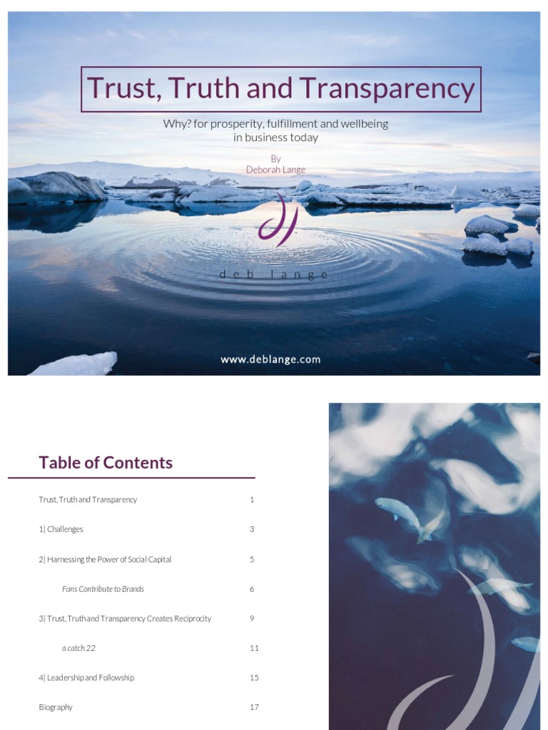 Trust Truth Transparency 3w 3 Pdf Social Capital Trust Emotion