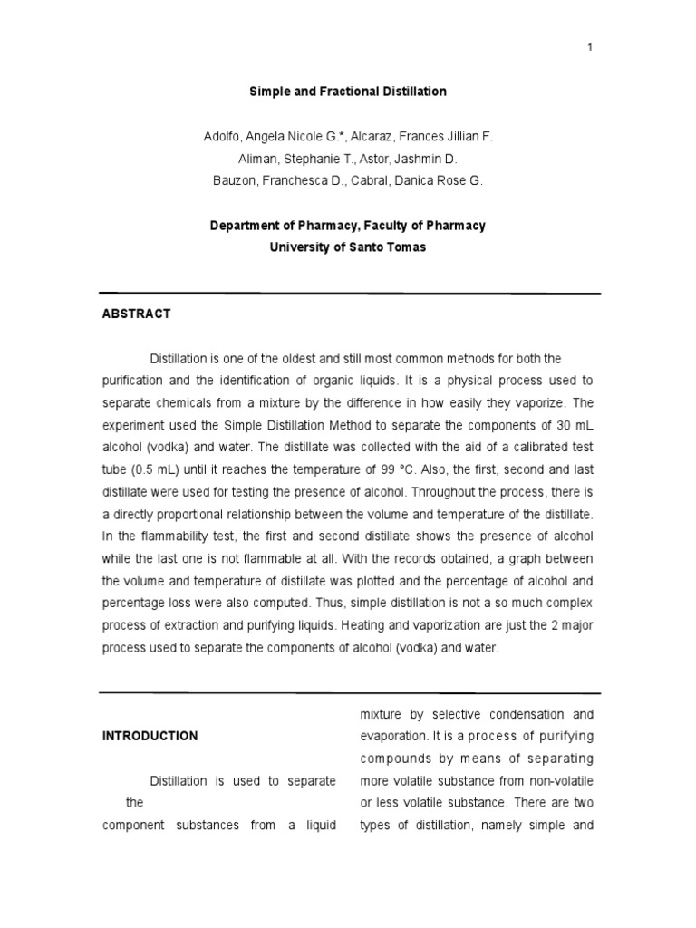 Simple vs. Fractional Distillation Lab | PDF | Distillation | Vapor