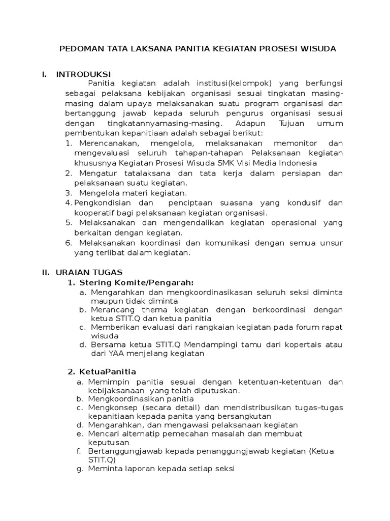 Urian Tugas Panitia Wisuda Docx