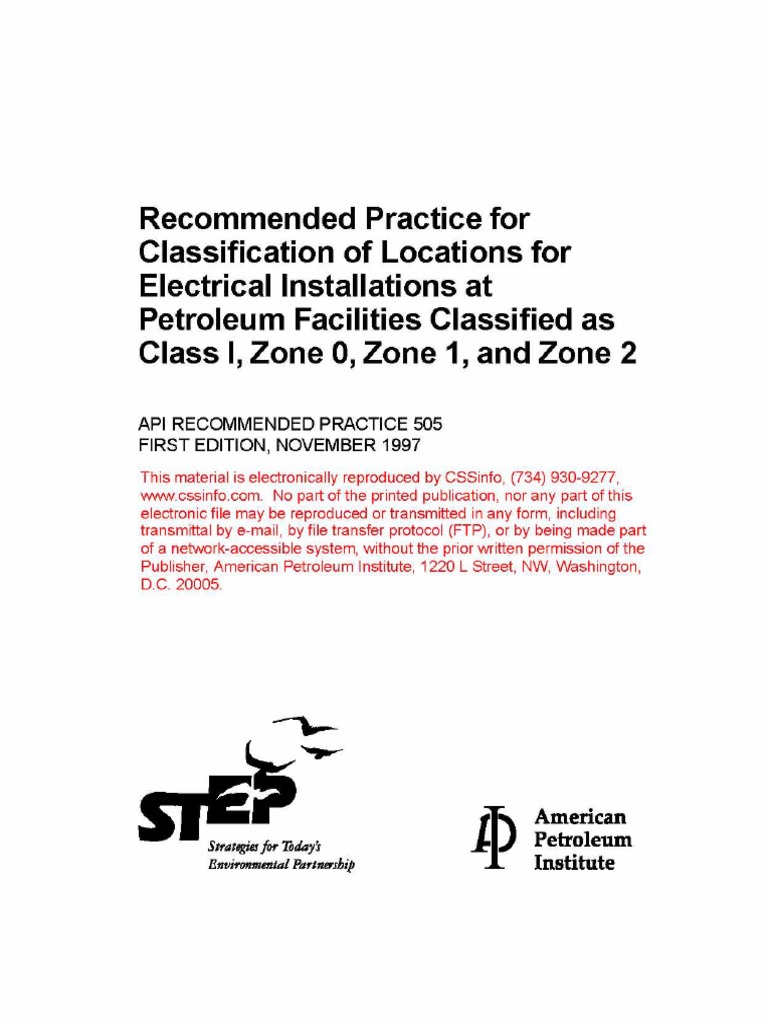 Api Rp 500 Classification Of Locations For Electrical Installations At Petroleum Facilities Pdf