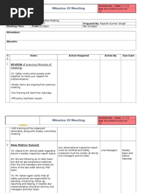 Minutes of Meeting