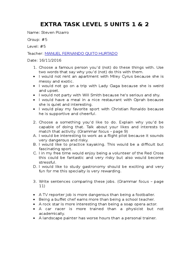 Student Task on Preferences & Careers | PDF | Sports & Recreation