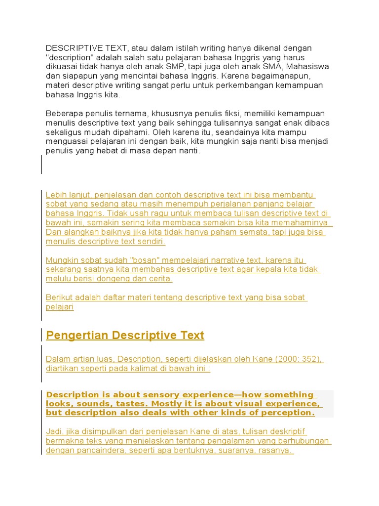 Descriptive Text