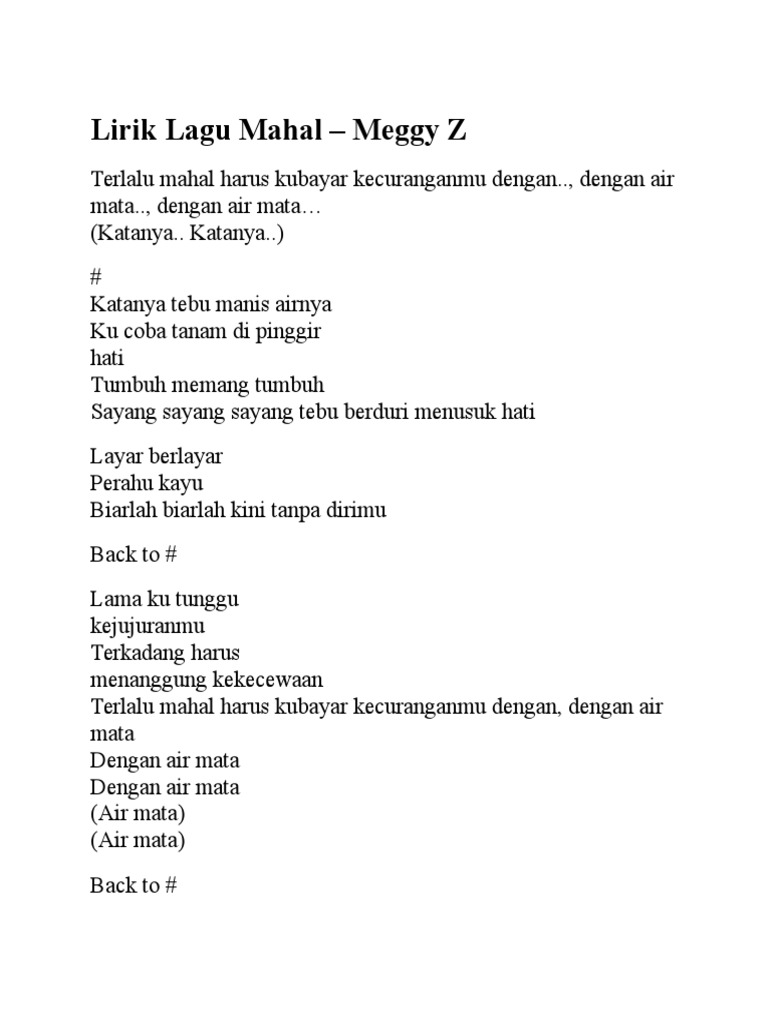 Lirik Lagu Mahal » lihat juga lirik lagu dan kunci gitar lainnya di kategori: lirik lagu mahal