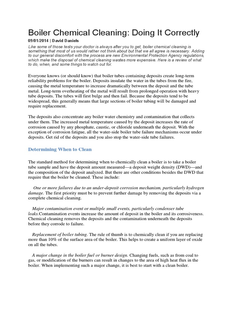 Correct Chemical Cleaning of Boilers PDF Chromium Hydrochloric Acid