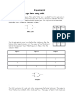 Experiment-2 Aim: Implement All Logic Gates Using VHDL: Input 1 Input 2 Output