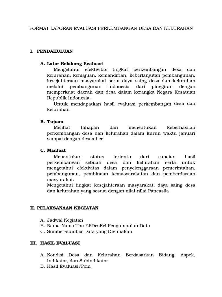 Contoh Format Evaluasi Kegiatan Ilmusosial Id