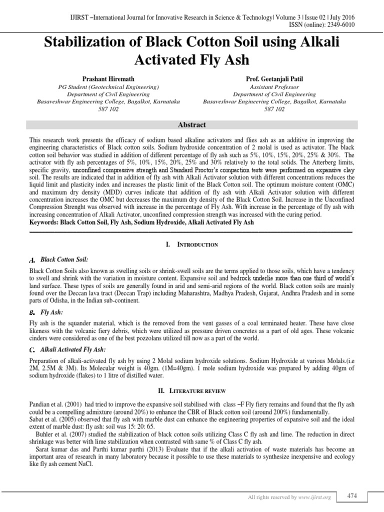 Stabilizing Black Cotton Soil with Fly Ash | PDF | Fly Ash | Soil