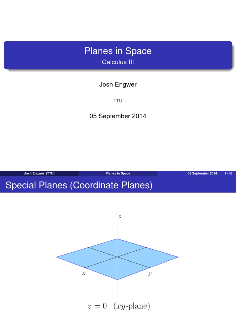 Planes in Space Calculus III PDF