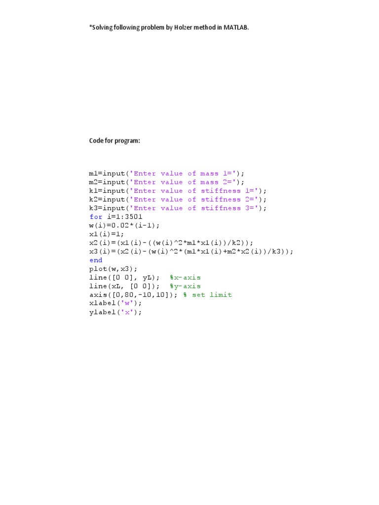 MATLAB X-Axis Limit with Holzer Method | PDF | Teaching Methods ...