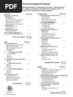 Personal Ecological Footprint Quiz