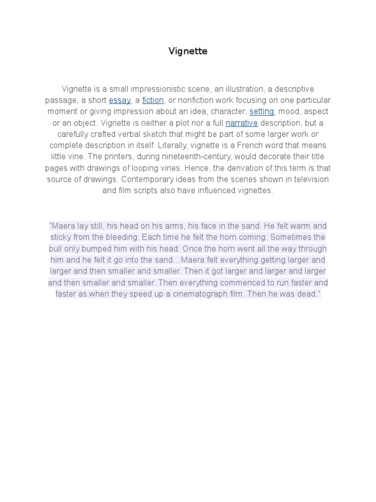 Understanding Vignettes in Literature | PDF
