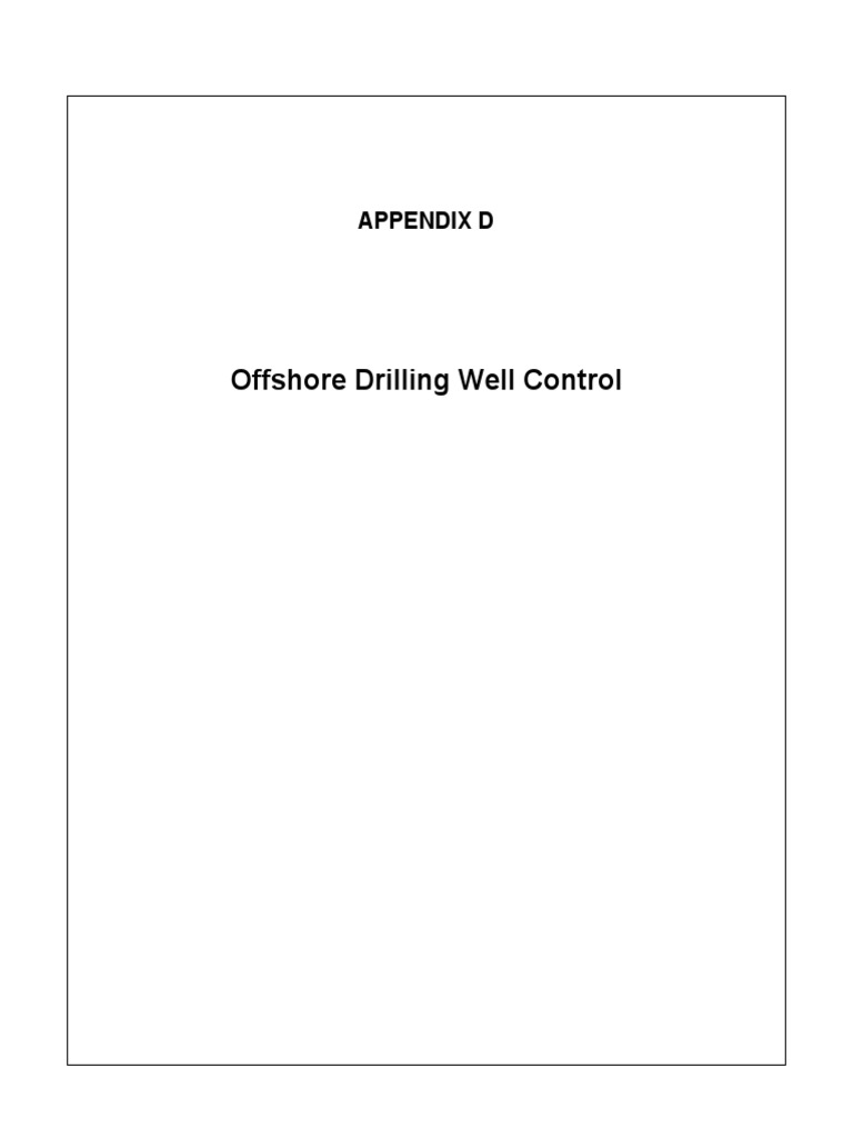 C-05-6F - Appendix D Offshore Drilling Well Control - A1S2W1 | PDF