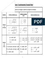 Coordinate Transformation Formula Sheet PDF
