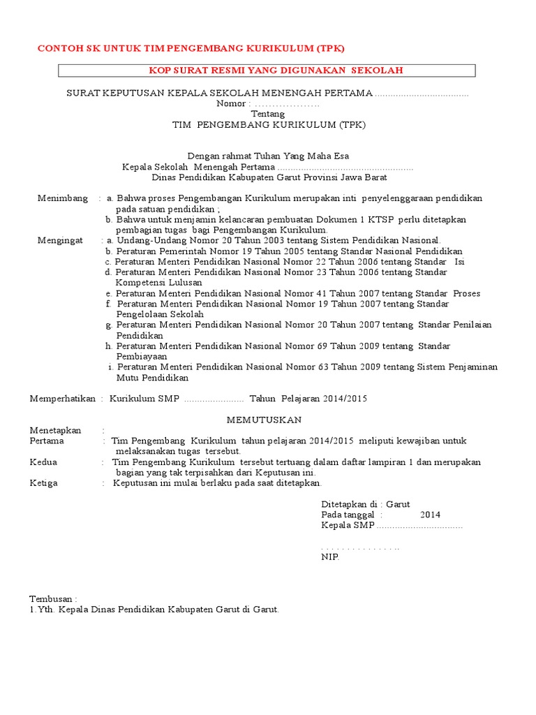Format SK TPK | PDF | Karier & Perkembangan